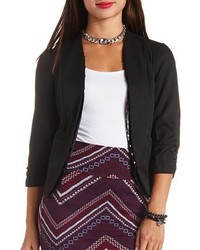 Charlotte Russe Sequin Trimmed Open Front Cropped Blazer