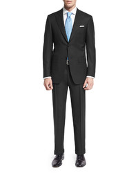Canali Sienna Contemporary Fit Textured Solid Suit Black