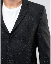 Asos Skinny Blazer In Black Neppy Fabric