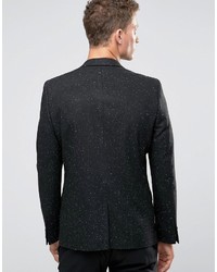 Asos Skinny Blazer In Black Neppy Fabric