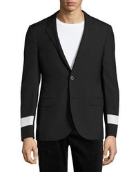 Lanvin Slim Fit Two Button Sport Jacket With Reflective Arm Bands Black