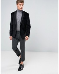 Asos Slim Suit Jacket In Black Cord