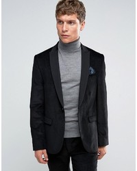 Asos Slim Suit Jacket In Black Cord