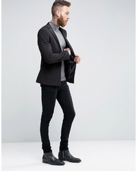 Asos Super Skinny Tuxedo Suit Jacket In Black