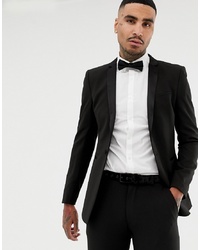 ASOS Super Skinny Tuxedo Suit Jacket In Dark Red