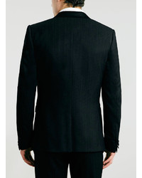 Topman Premium Black Textured Skinny Fit Tuxedo Jacket