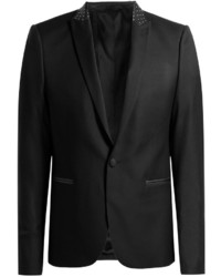 The Kooples Wool Twill Blazer With Leather Collar