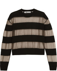 MCQ Alexander Ueen Tulle And Wool Blend Top Black