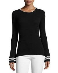Moncler Bell Sleeve Fitted Jersey Top Black