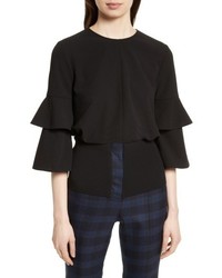 Tibi Bell Sleeve Stretch Crepe Top