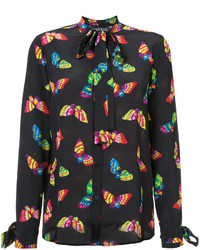 Moschino Boutique Butterfly Pussy Bow Blouse