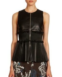 Cédric Charlier Cedric Charlier Smocked Leather Top