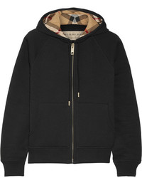 Burberry Cotton Blend Jersey Hooded Top Black