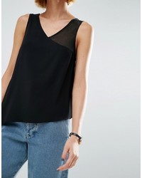 Asos Crepe Top With Sheer One Shoulder