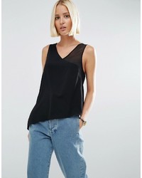 Asos Crepe Top With Sheer One Shoulder