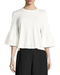 See by Chloe Crewneck Bell Sleeve Cotton Top