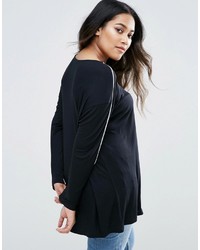 Asos Curve Curve Top In Slouchy Rib With Piping Detail