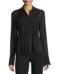 Theory Dionelle Pintuck Long Sleeve Top