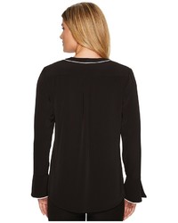 Calvin Klein Flare Sleeve Blouse With Piping Blouse