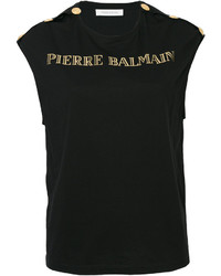 PIERRE BALMAIN Gold Tone Logo Top