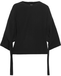 Rosetta Getty Knotted Crepe Top Black