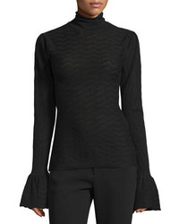 Co Long Sleeve Textured Top Black