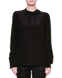 Dolce & Gabbana Long Sleeve Tie Neck Blouse Black