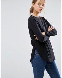 Asos Long Sleeve Top With Side Splits And Curve Hem