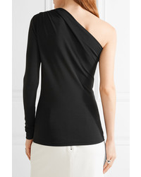 Michael Kors Michl Kors Collection One Shoulder Stretch Jersey Top Black