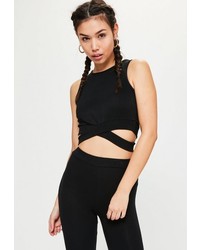 Missguided Active Black Cut Out Yoga Top