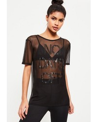 Missguided Active Black No Days Off Mesh Sports Top