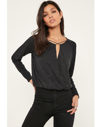 Missguided Black Cross Front Top