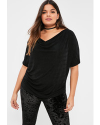 Missguided Plus Size Black Cowl Front Slinky Top
