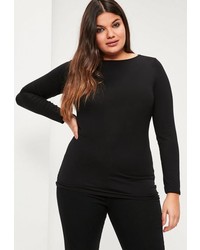 Missguided Plus Size Black Long Sleeve Jersey Top