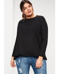 Missguided Plus Size Black Long Sleeve Swing Top
