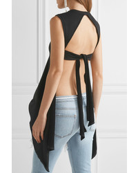 Off-White Open Back French Cotton Terry Top Black