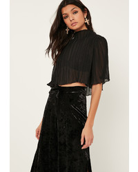 Missguided Petite Black Grown On Neck Top