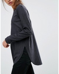 Asos Petite Petite Long Sleeve Top With Side Splits And Curve Hem