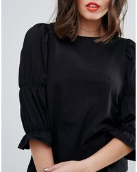 Asos Petite Petite Top With Double Puff Sleeve Detail