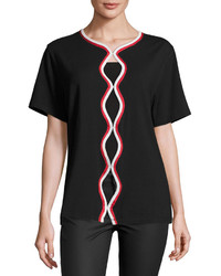 Opening Ceremony Piped Short Sleeve Top Black Pattern