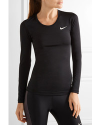 Nike Pro Cool Mesh Paneled Dri Fit Stretch Jersey Top Black