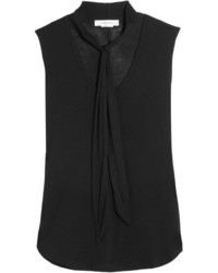 Frame Pussy Bow Jersey Top Black