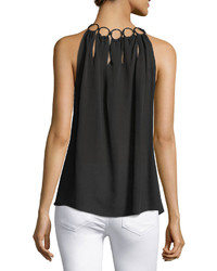 Elie Tahari Riley Chain Neck Halter Blouse