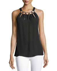 Elie Tahari Riley Chain Neck Halter Blouse