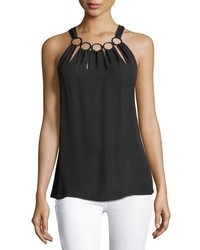 Elie Tahari Riley Chain Neck Halter Blouse