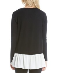 Karen Kane Sheer Hem Long Sleeve Top