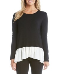 Karen Kane Sheer Hem Long Sleeve Top