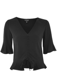 Topshop Short Sleeve Ruched Blouse