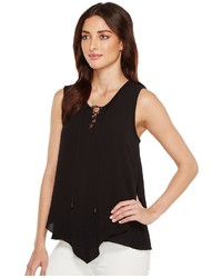 Vince Camuto Sleeveless Handkerchief Lace Up Texture Blouse Blouse