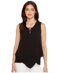 Vince Camuto Sleeveless Handkerchief Lace Up Texture Blouse Blouse
